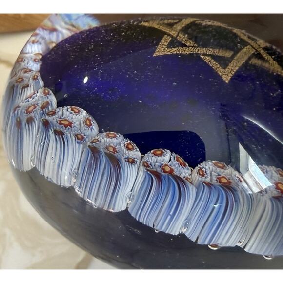 Vintage Judaica Murano Star of David Glass Paperweight millefiori 3” - Picture 5 of 6